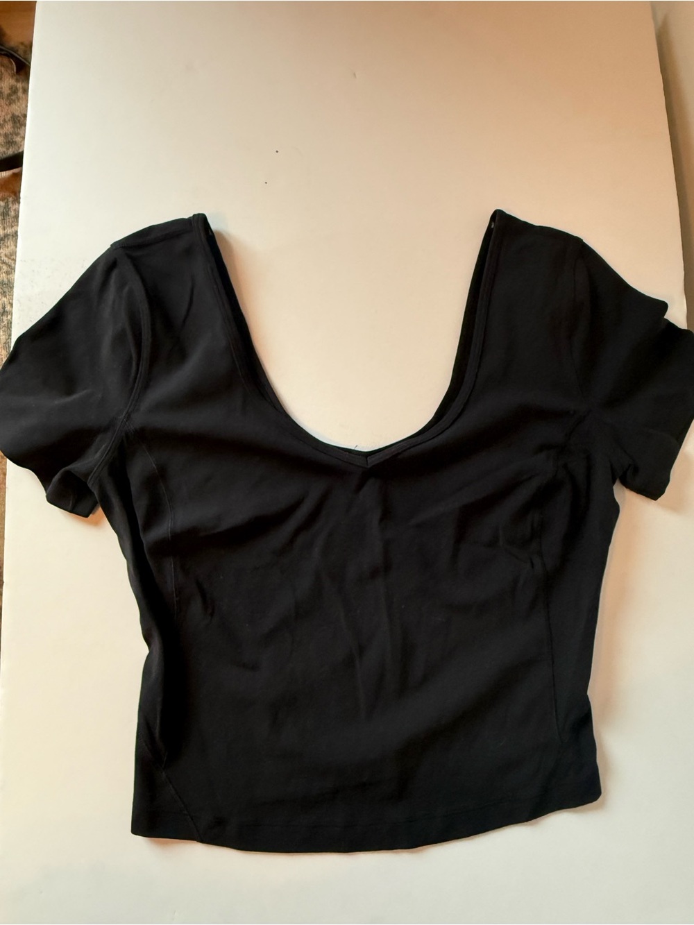 Lululemon Black Scoop Neck Crop Women's Top Medium